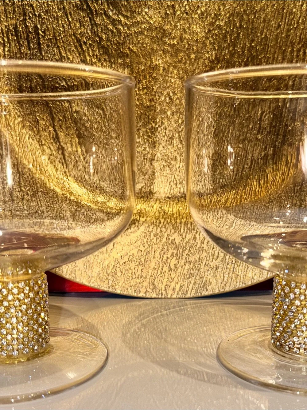 Bling Rhinestone Dessert Goblets with Gold Rhinestone Bases